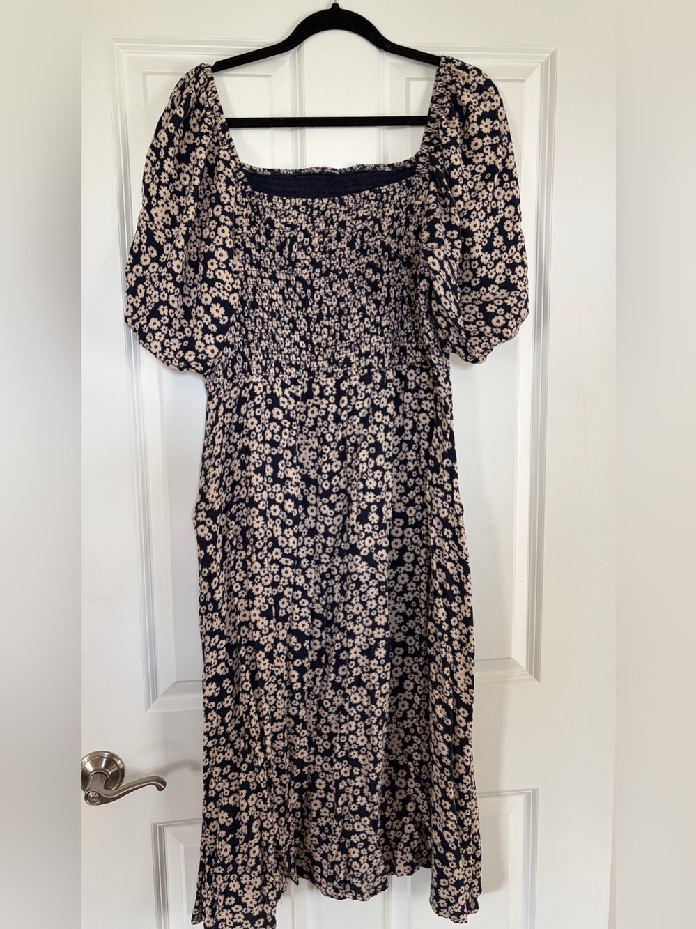Maurices Navy Midi Dress with Beige Floral Print